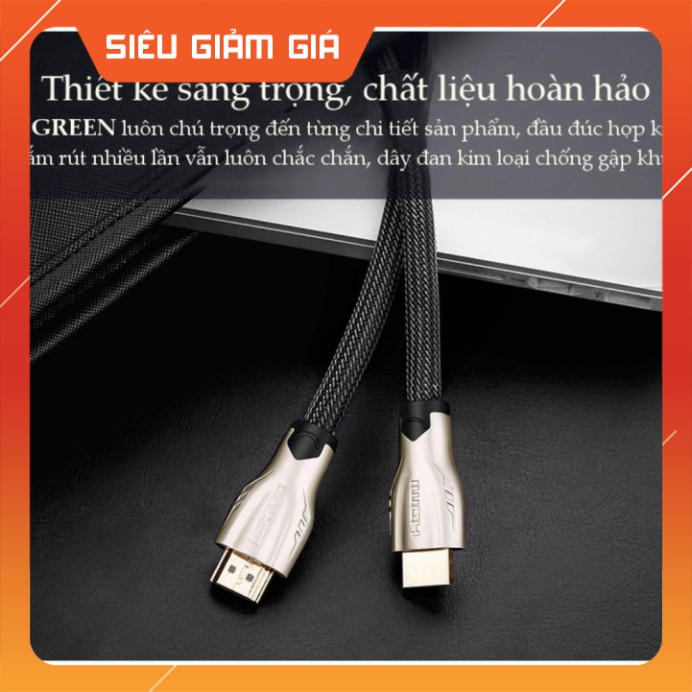 HOT- Dây HDMI 1.4 thuần đồng 19+1 đầu hợp kim, cáp bọc lưới, dài từ 1-15m UGREEN HD102 có 2 dạng dây dẹt và tròn