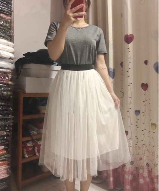 Chân váy tu tu voan lưới kèm hình thật