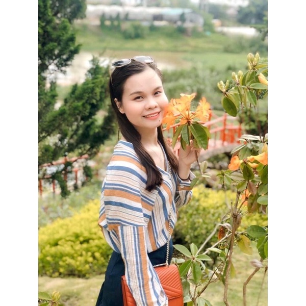 Áo sơ mi sọc cam