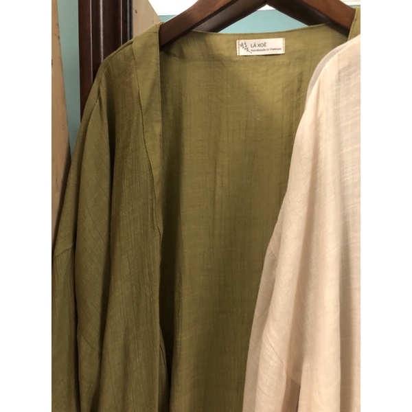 Áo khoác Kimono vải đũi tơ mềm mát bay bay | Lá Xoè