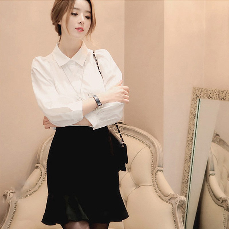 Áo sơ mi công sở nữ trắng tay bồng Chunxuu, kiểu dáng đơn giản trẻ trung chất liệu đẹp - SM12