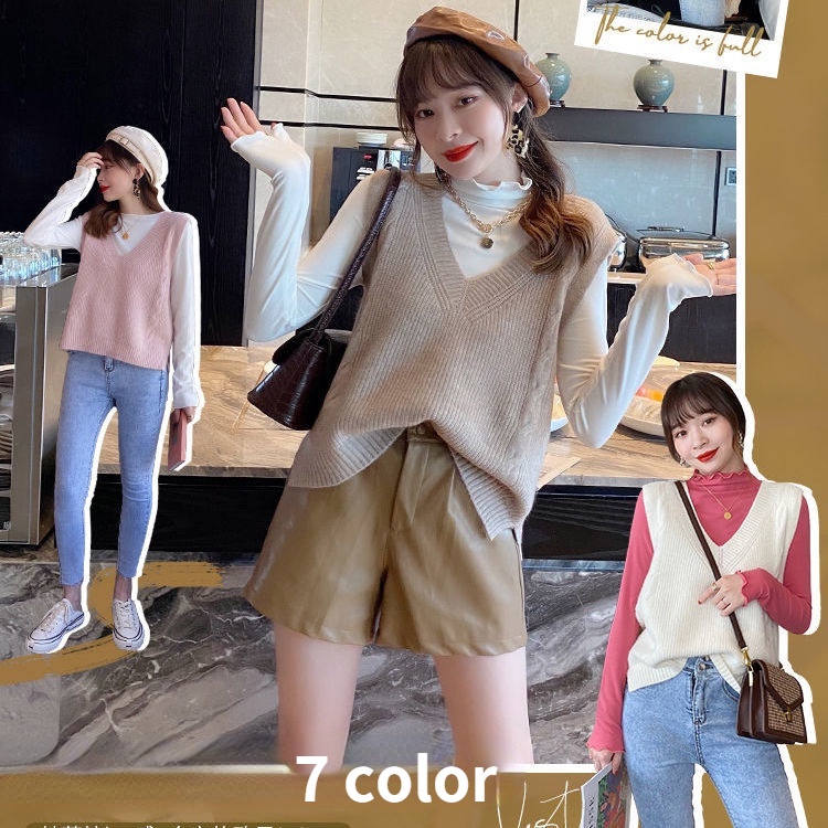 Áo len không tay cổ chữ v dáng rộng thời trang dành cho nữ