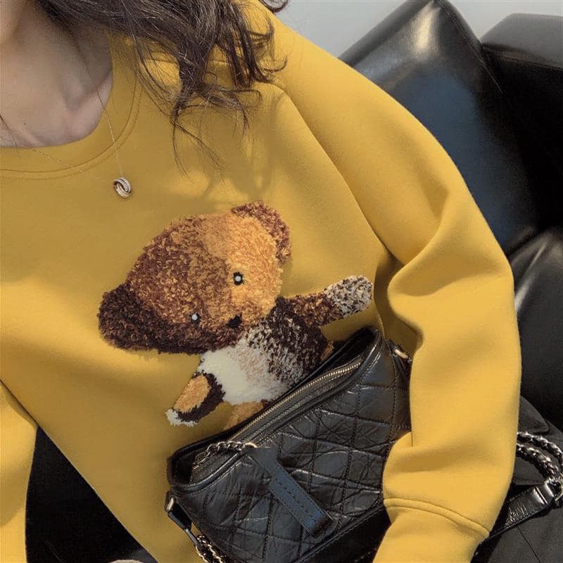 Áo thu đông 🦋FREESHIP🦋 Áo sweater thêu gấu