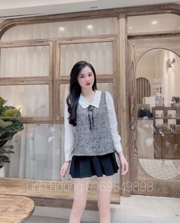 Áo dạ pha tay sơ mi crtop, sơ mi dạ pha tay