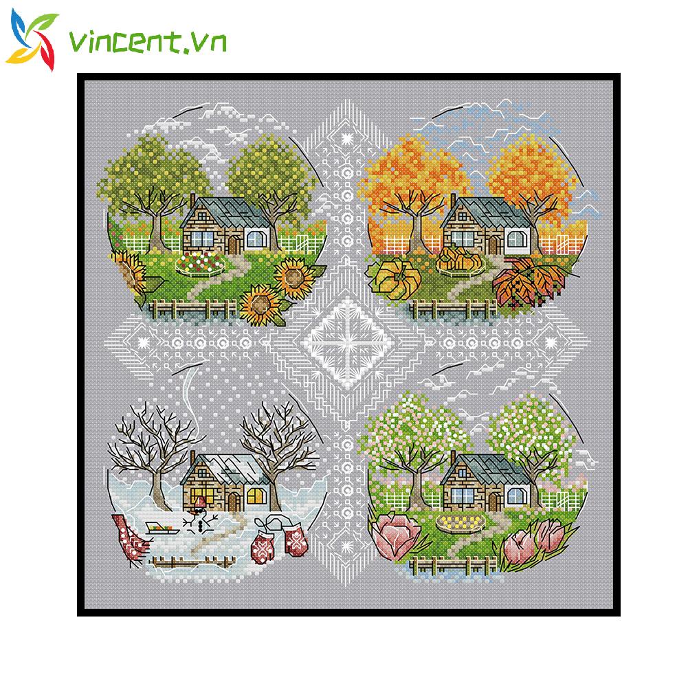 Toàn Bộ Bộ Dụng Cụ Thêu Tranh Chữ Thập DIY 14CT
