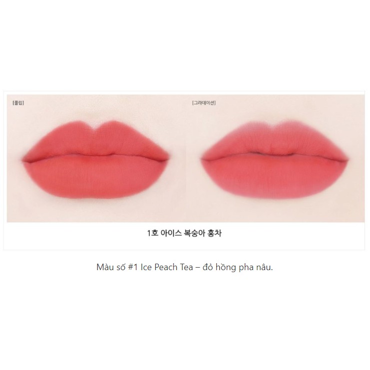 Vivid Slimfit Tint Màu số #1 Ice Peach Tea – đỏ hồng pha nâu (0.6g)