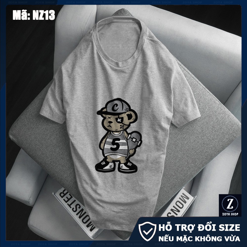 Áo thun nam đẹp❤️ Freeship 50K❤️ Áo phông trắng xám Crew Bear NZ13