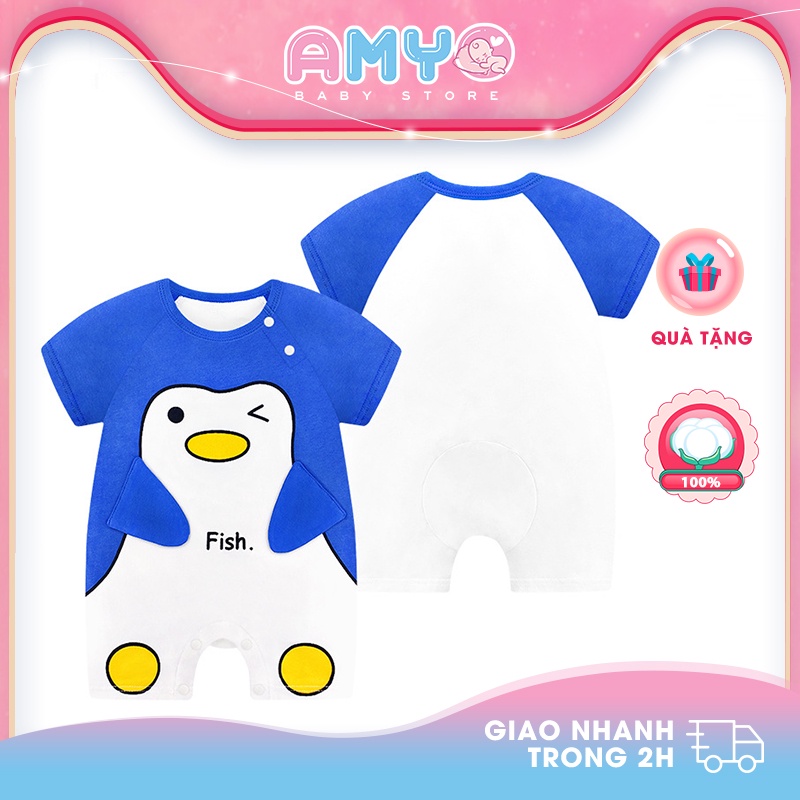 Bodysuit cho bé gái bé trai sơ sinh AMYO bộ body đùi liền thân bé đầy tháng 3 6 9 12 tháng thôi nôi 11.BDM01.08-1