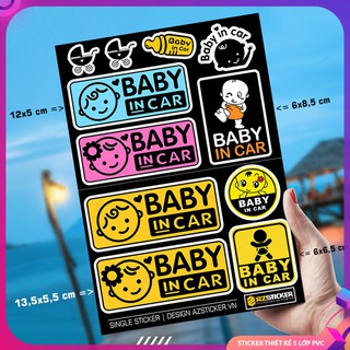 Sticker Single] Hình Dán Baby In Car | Dán Nón Bảo Hiêm, Điện Thoại, Laptop, Bình Nước...PVC Chống Nước, .... 3.0