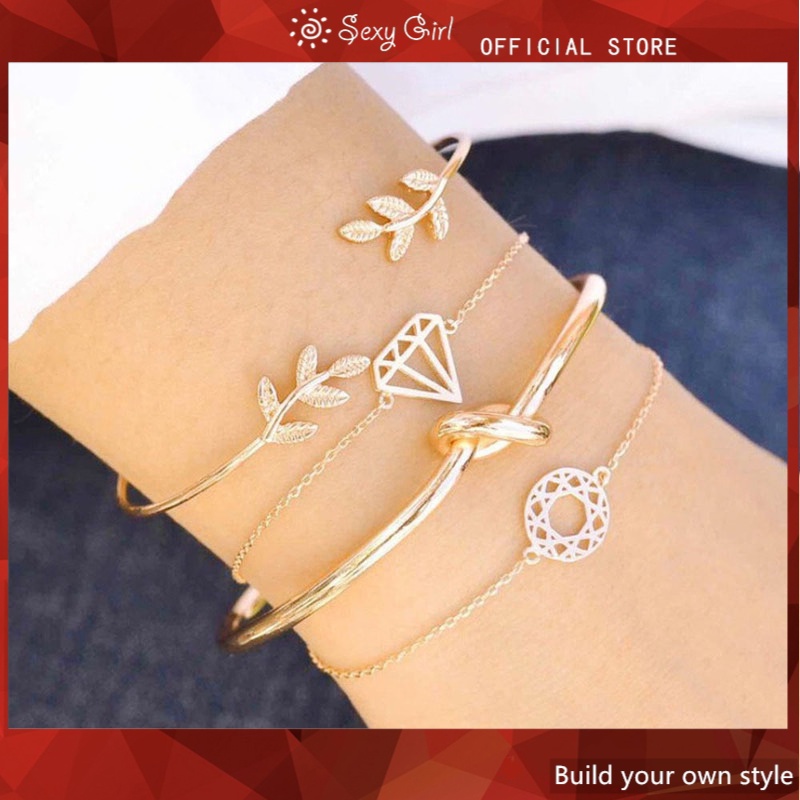 Set 4 Vòng Tay Hợp Kim Thời Trang Cho Nữ