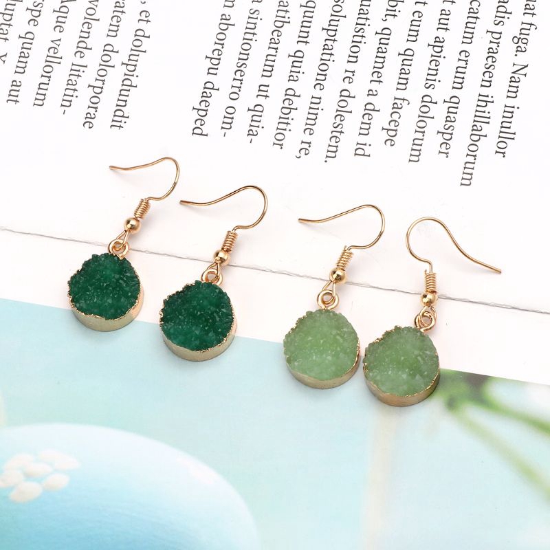 Bông tai dạng móc mặt hình tròn đính đá pha lê thời trang tự nhiên