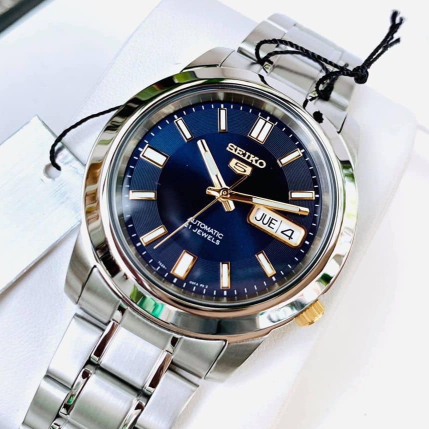 Đồng hồ Nam Seiko 5 Automatic SNKK11K1 Mặt xanh,Lịch thứ ngày-Máy cơ tự động-Dây kim loại cao cấp-Size 38mm