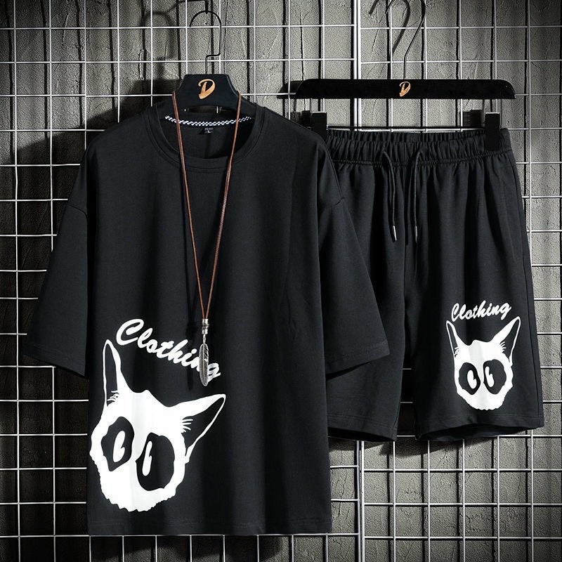 [vải đẹp] đồ bộ mặc nhà dạo phố thể thao chất thun lạnh in đầu sói 2 size M L vải siêu mịn