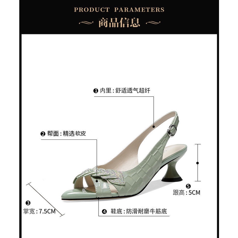 Giày Sandal Gót Thấp Hở Mũi Đính Đá Thời Trang Mùa Hè Cho Nữ