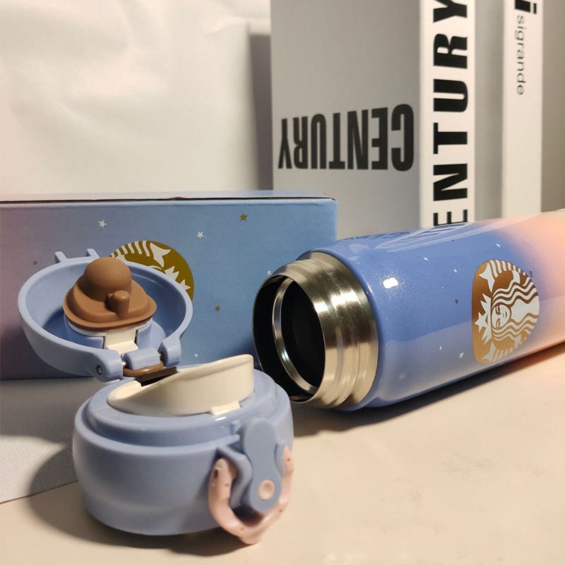 Ly starbucks giữ nhiệt 500ml Cốc giữ nhiệt Hộp quà tặng Chai nước Aurora Gradient Hàn Quốc