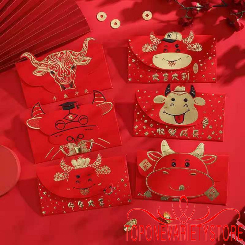 Set 3 Bao Lì Xì Đỏ May Mắn Họa Tiết Dễ Thương