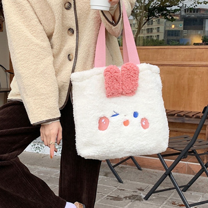 Túi Tote Đeo Vai Cỡ Lớn Hình Thỏ Hoạt Hình Nhồi Bông