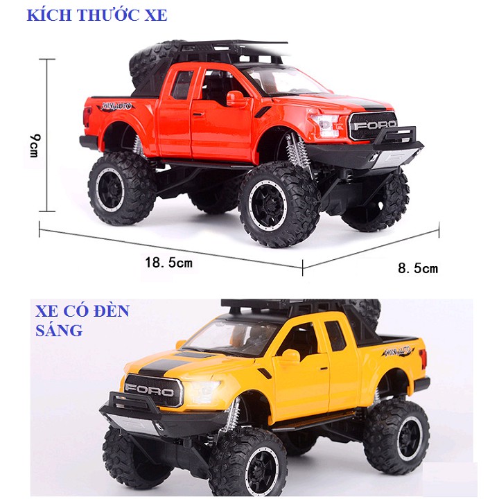 Xe mô hình ô tô Ford offroad bằng sắt tỉ lệ 1:32 có âm thanh động cơ và đèn