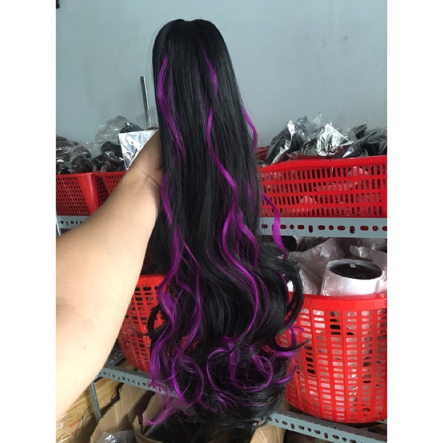 Tóc giả ngoặm line tím cao cấp