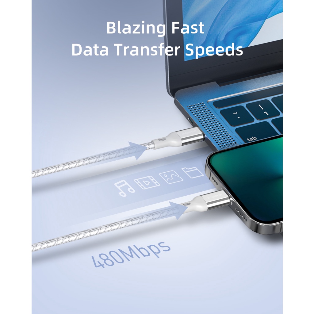 Cáp Innostyle Powerflex USB-C to Ligh_ning 1.5M 20/30/60W ICL150AL