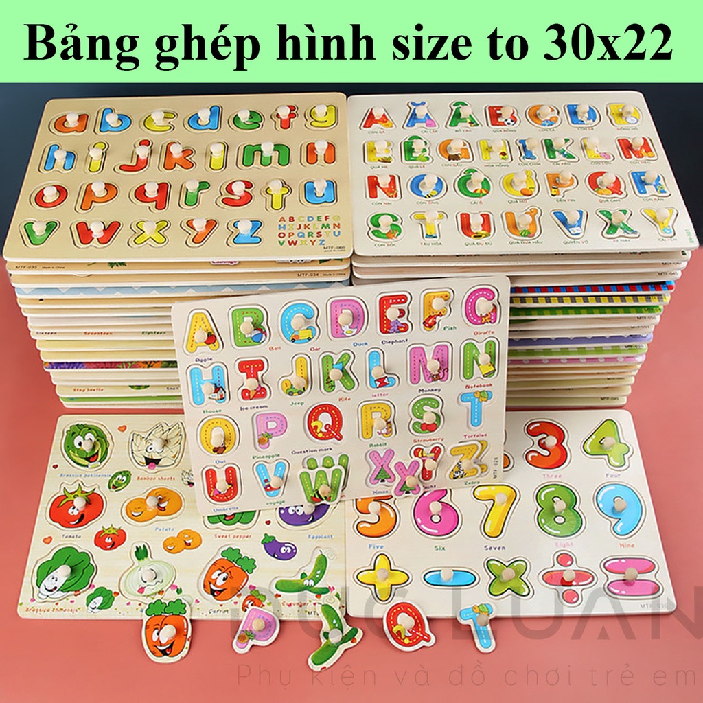 Loại to 30x22cm - Đồ Chơi Trẻ Em Bảng Ghép Hình Núm Gỗ Thông Minh Cho Bé - Đồ chơi trí tuệ