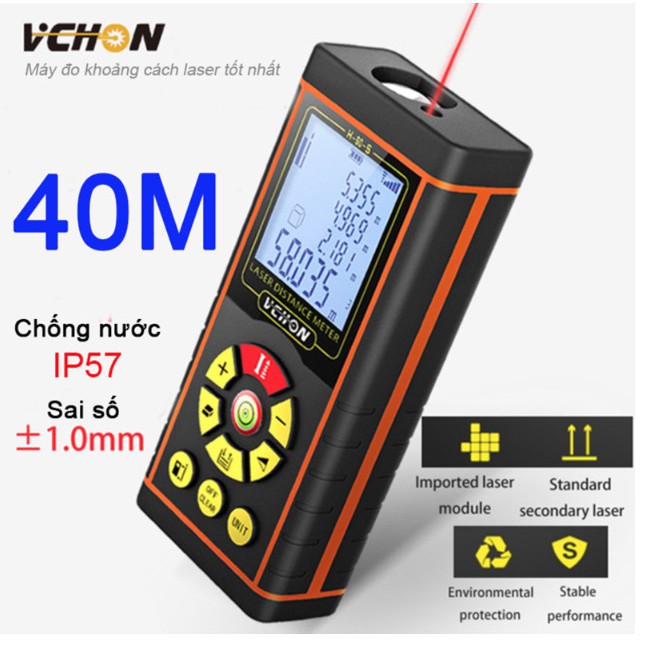 Máy đo khoảng cách bằng laser VCHON H40m chống nước cao cấp