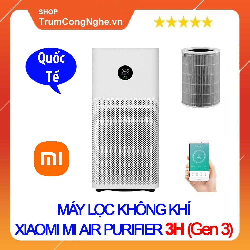 Máy lọc không khí Xiaomi Mi Air Purifier 3H 2H - Lọc Bụi Mịn , Khử Mùi - Phiên Bản QUỐC TẾ