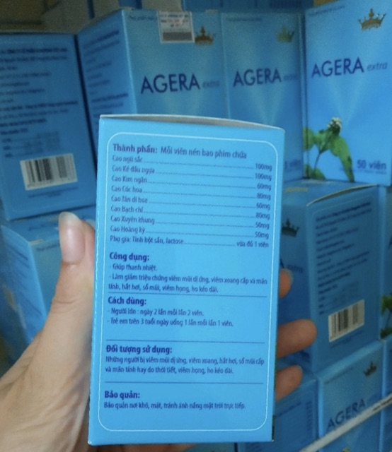 AGERA Extra Kingphar Hộp 50 viên - Hỗ Trợ Giảm Nghẹt Mũi,hắt hơi và sổ mũi, nhức đầu do viêm mũi dị ứng, viêm xoang