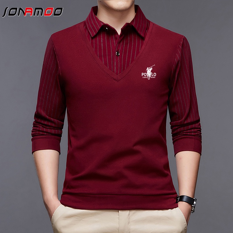 Áo polo Cotton Dài Tay Thời Trang Công Sở Cho Nam 5 Màu Lựa Chọn