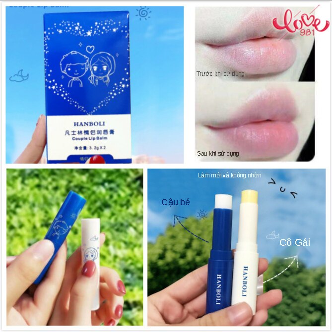 Cặp son dưỡng môi dưỡng ẩm chăm sóc môi tẩy da chết làm quà tặng cho nam và nữ
