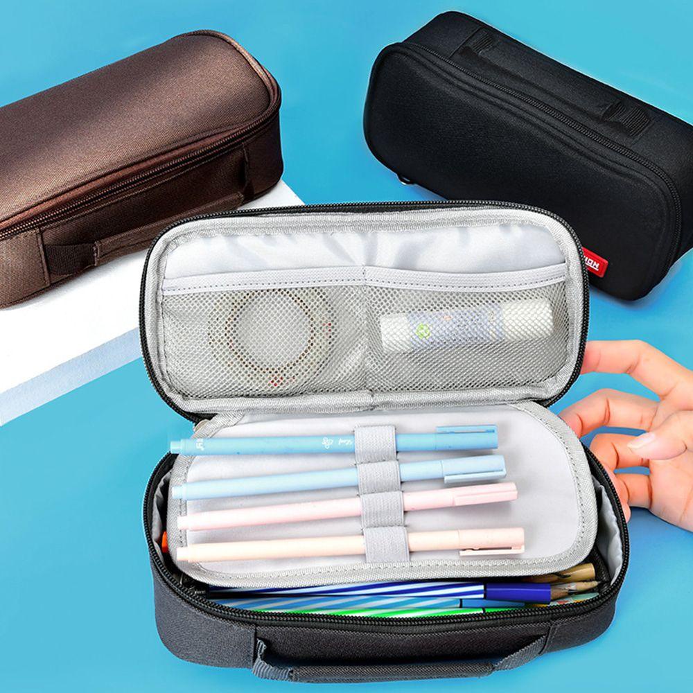 Túi Đựng Bút Bằng Vải Canvas Ba Lớp Họa Tiết Dễ Thương