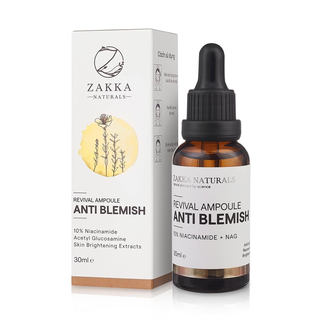 Tinh chất  Zakka Naturals Revival Ampoule Anti Blemish 10% Niacinamide + NAG 10ml