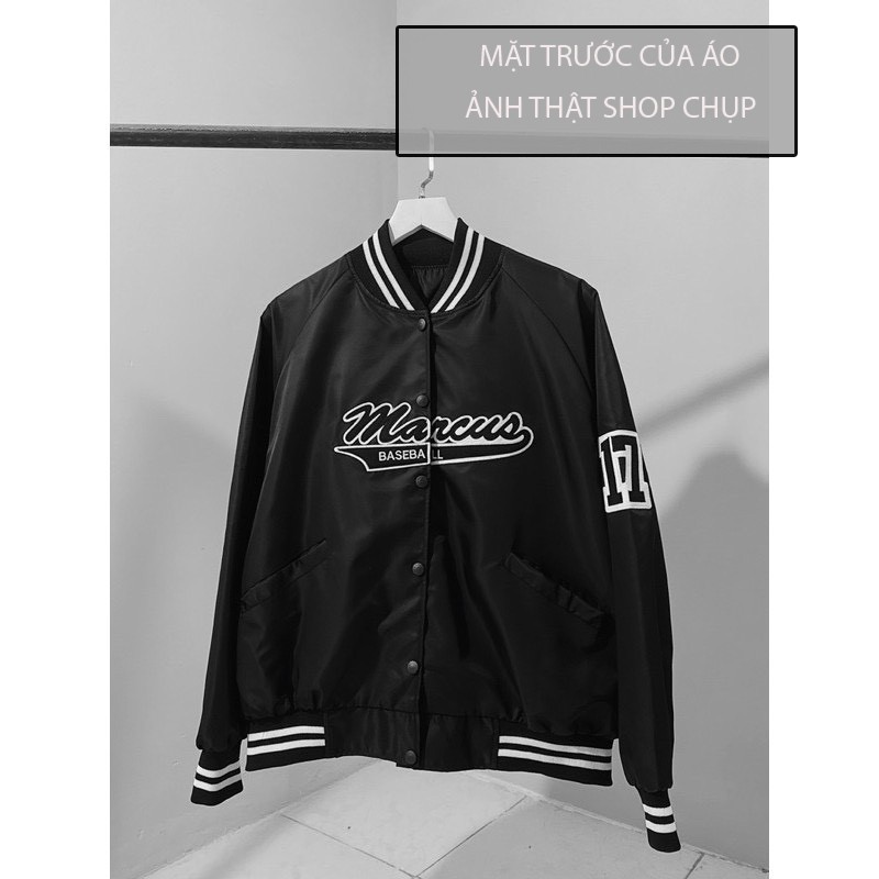 Áo Khoác Bomber Dù Varsity Jacket Nam Nữ MAR.CUS Logo Thêu 2 Lớp