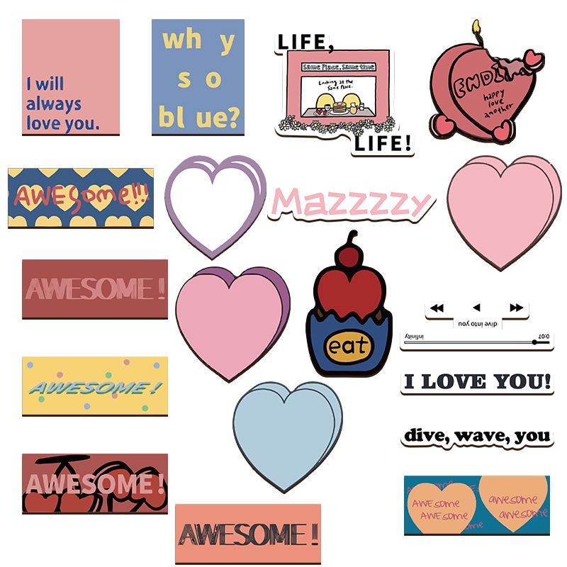 Bộ 44 Miếng Dán Chống Thấm Nước Hình Trái Tim Dễ Thương Trang Trí Điện Thoại diy