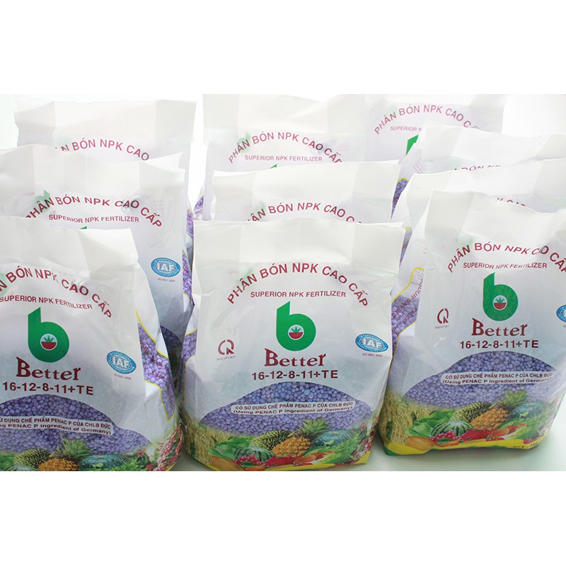 Phân bón NPK cao cấp, thương hiệu Better, NPK 16-12-8-11+TE nguyên liệu ngoại nhập (1kg)