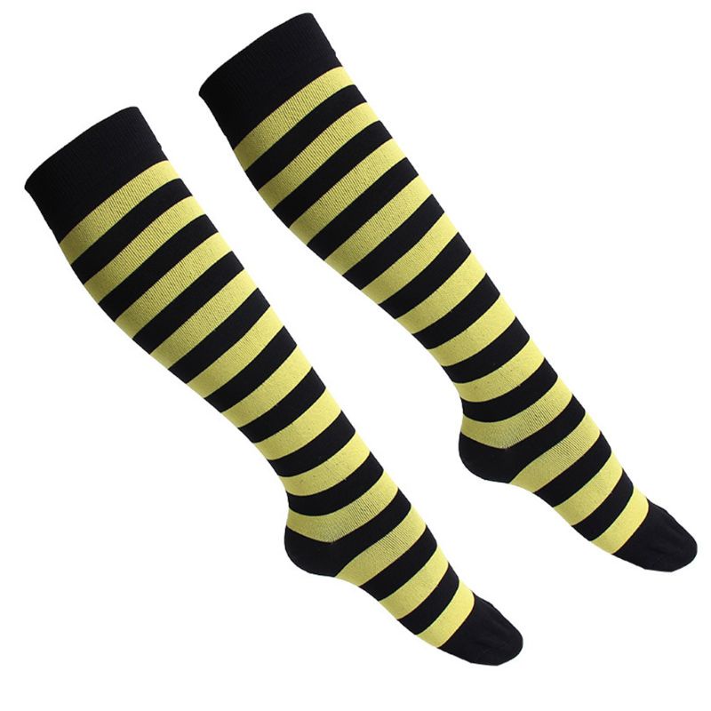 Xiangbao Tất Nén Cao Đến Đầu Gối Chống Mệt Mỏi Họa Tiết Sọc Cầu Vồng Trái Tim Graffiti Cho Nam Nurs