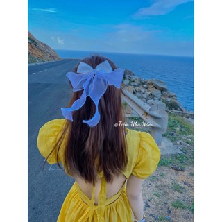 🎀 KẸP TÓC NƠ BÈO NHÚN TIỂU THƯ HÀN QUỐC PHỐI ĐÁ -[ Nhà Nấm handmade ]