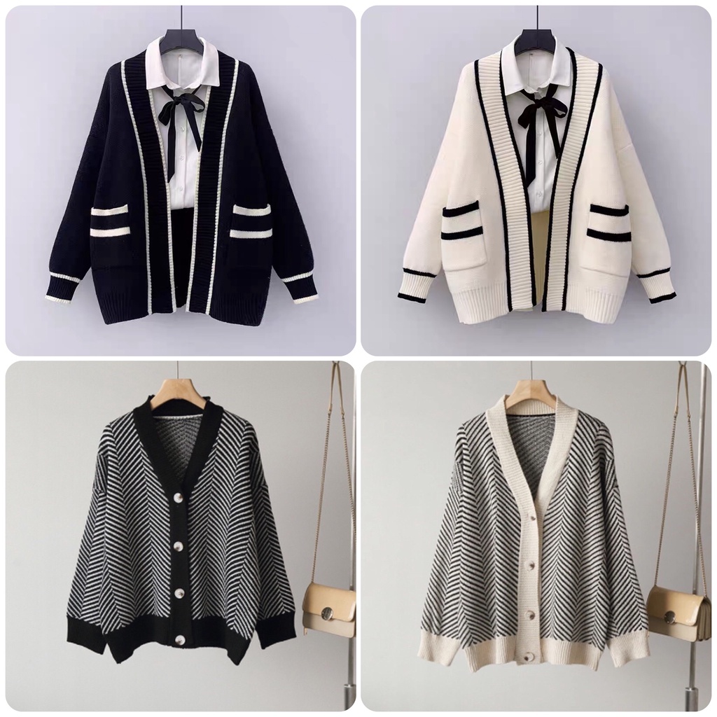 Áo khoác cardigan len nữ dáng dài rộng dày dặn dệt kim phong cách Hàn Quốc trẻ trung dễ phối đồ