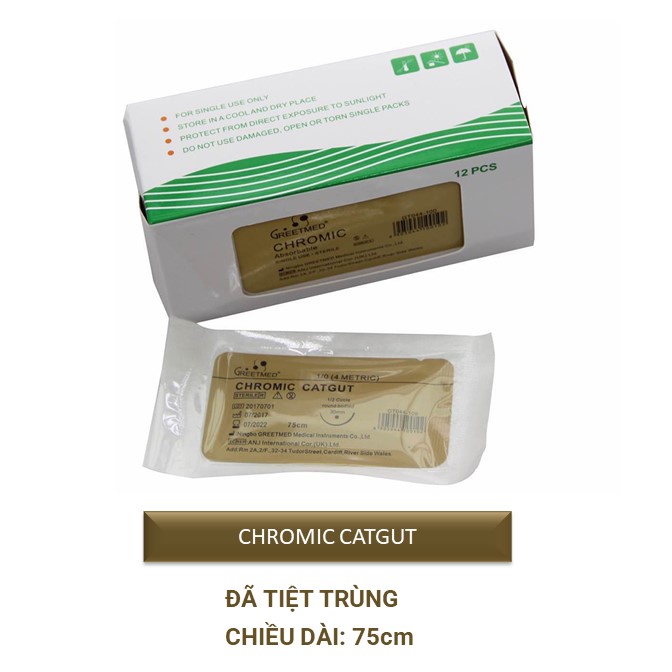Chỉ phẫu thuật Chromic Catgut 3/0 Greetmed