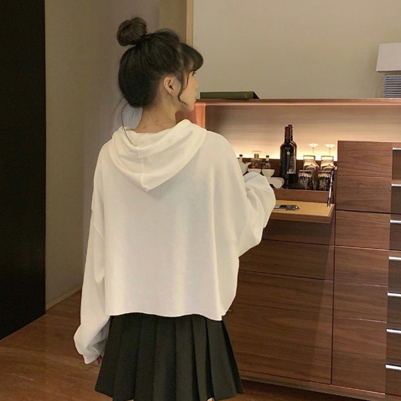 IELGY  Áo Hoodie Lửng Phong Cách Hàn Quốc Mới Cho Nữ