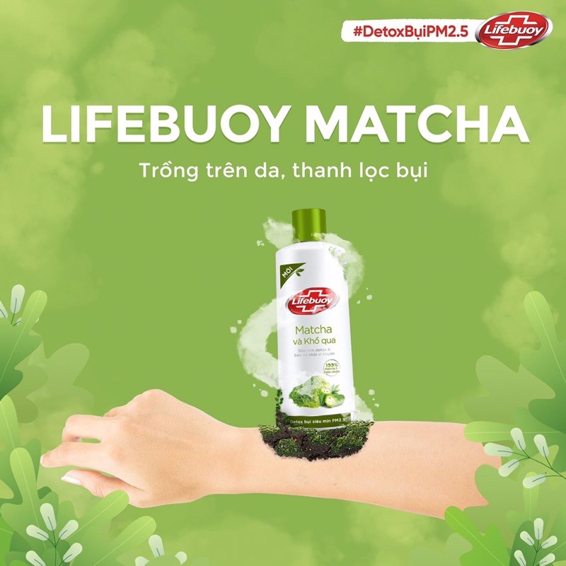 Sữa tắm lifebouy than hoạt tính bạc hà - matcha khổ qua detox thanh lọc da