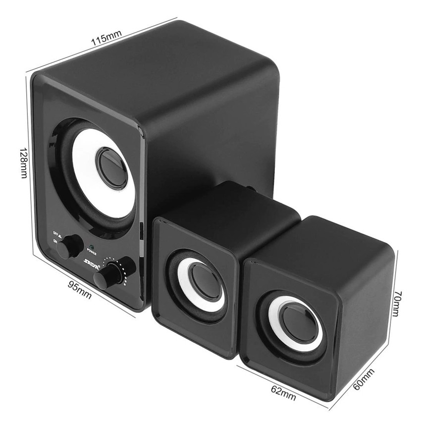 Bộ 3 Loa Vi Tính PC Cao Cấp 2.1 - Loa vi tính Âm Bass Echo Hay - Nhỏ Gọn, Bass cực mạnh