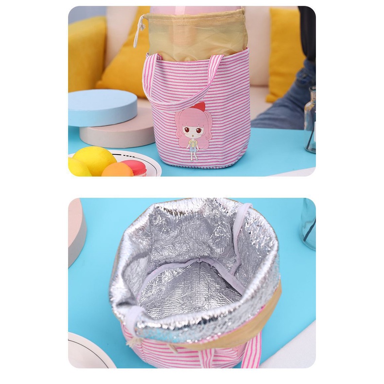 Túi Đựng Hộp Cơm Trưa Giữ Nhiệt Họa Tiết Hoạt Hình Dễ Thương