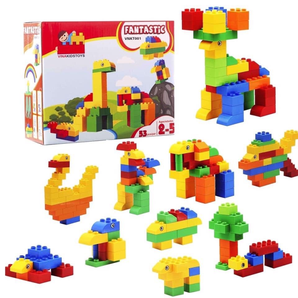 Bộ Xếp Hình Lego Chi Tiết Lớn - Giúp Bé Thoải Mái Sáng Tạo Phát Triển Trí Thông Minh FANTATIC - Có Hình Mẫu Để Xếp