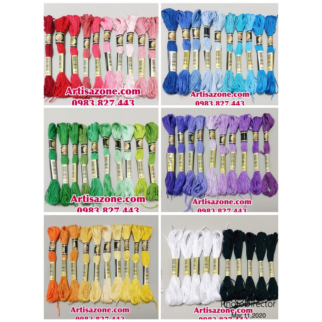 Bộ chỉ thêu tay 08 tép/ 50 tép/ 100 tép  - Vải thêu