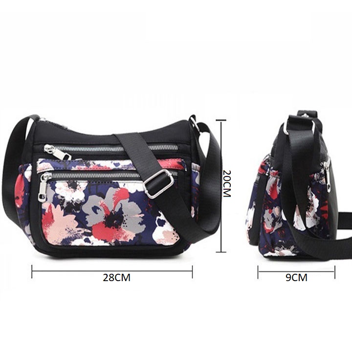 TÚI HỌA TIẾT VẢI DÙ OXFORD NHIỀU NGĂN, CHỐNG THẤM NƯỚC, CHỐNG XƯỚC CAO CẤP SIZE 28CM TUI-105