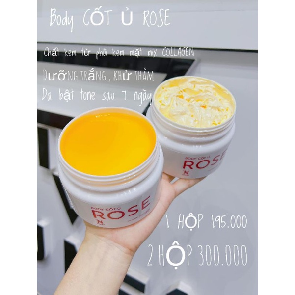 Kem body cốt ủ trắng da Rose.Mua 2 hộp giảm 20% + Tặng kèm kích trắng abutine  giúp da nhanh trắng  mau thấm kem