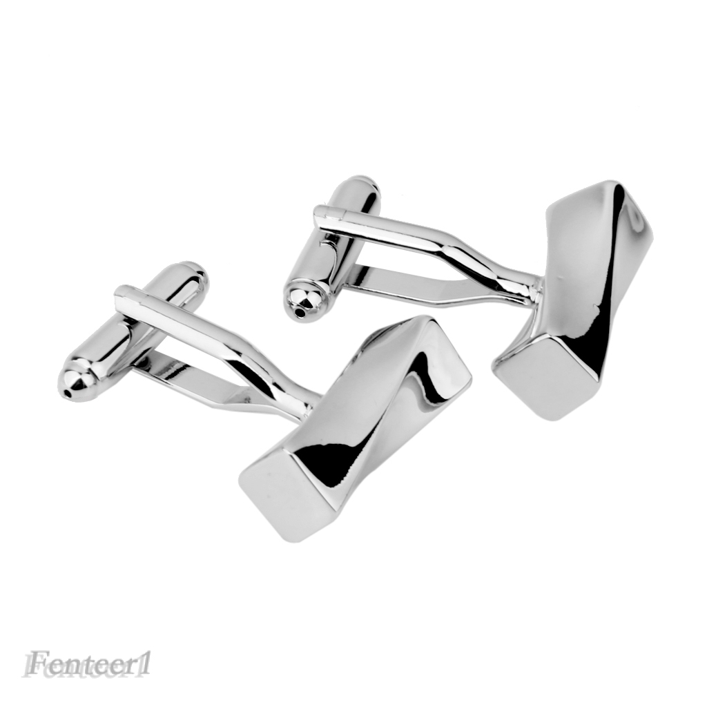 1 Pair Mens Groom Shirt Twist Cufflinks Cuff Links Wedding Jewelry Silver