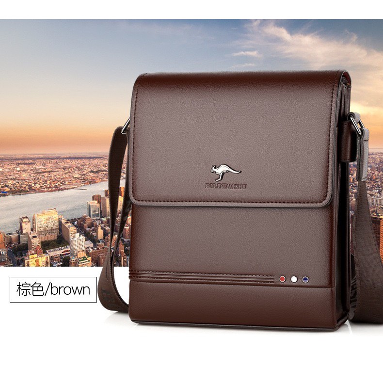 Túi đeo chéo nam da bò T75 BOLINDAISHU ̣27x23x5cm bảo hành 12 tháng (Nâu- Đen) | BigBuy360 - bigbuy360.vn