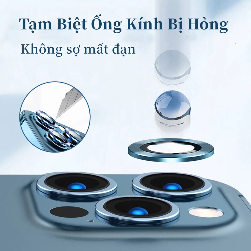 Bộ dán bảo vệ từng mắt camera iphone bằng kim loại chống xước, chống lóa cho Ip 13/13Mini/13pro/13pro Max